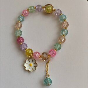 Mixed color Flower Beaded Charm Bracelet - Y2K Style Vacation Jewelry